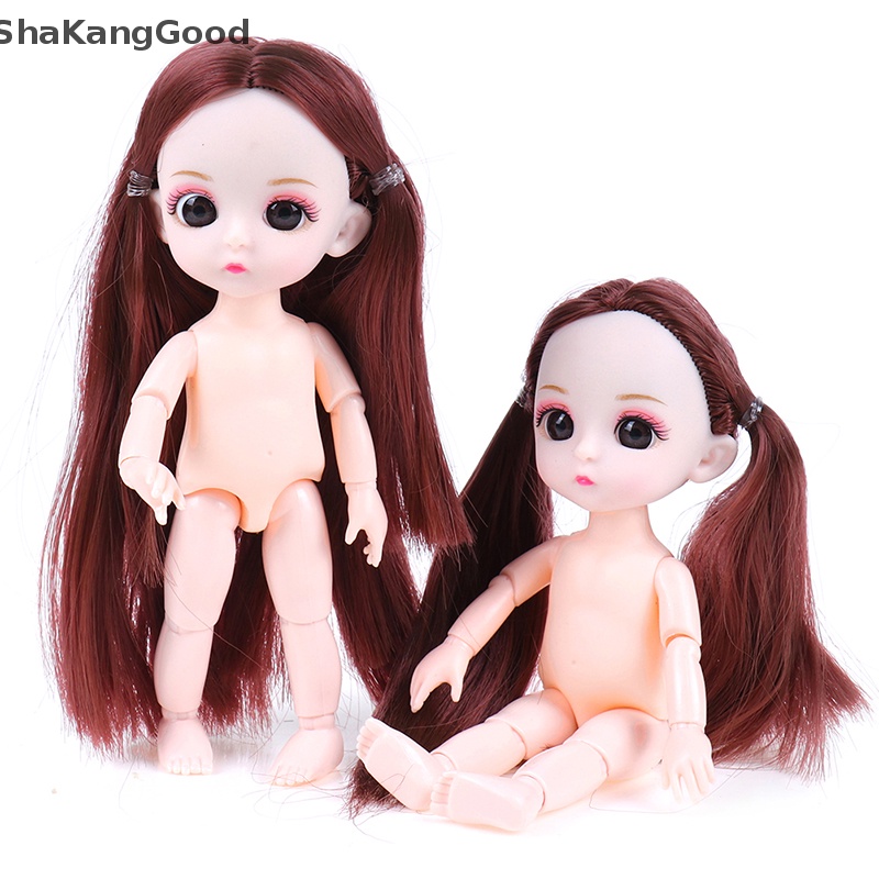 Selip 16cm Boneka Lucu Mini 13memotong Bersambung Baby Doll Pink Perak Rambut Telanjang Tubuh  Skk