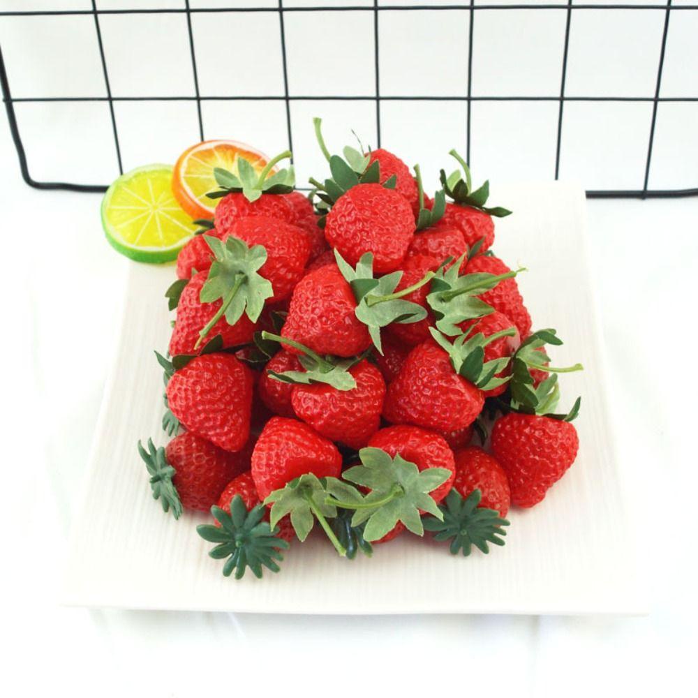 R-FLOWER 20pcs Artificial Strawberry Plastik Dekorasi Pernikahan Natal Mainan Anak