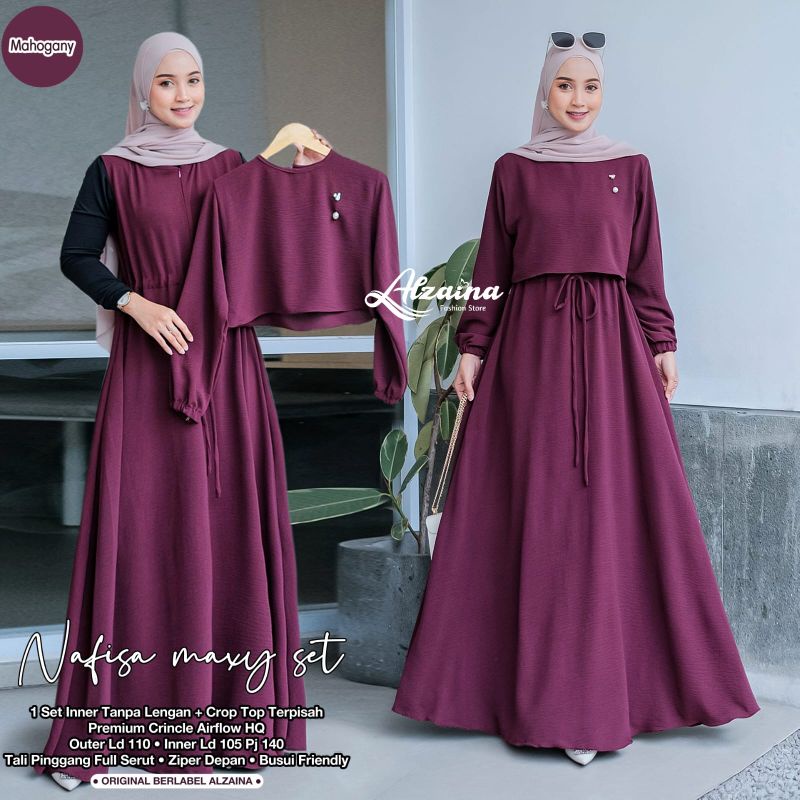 NAFISA Maxy Set 2in1 ORI ALZAINA | Busui, inner outer rok