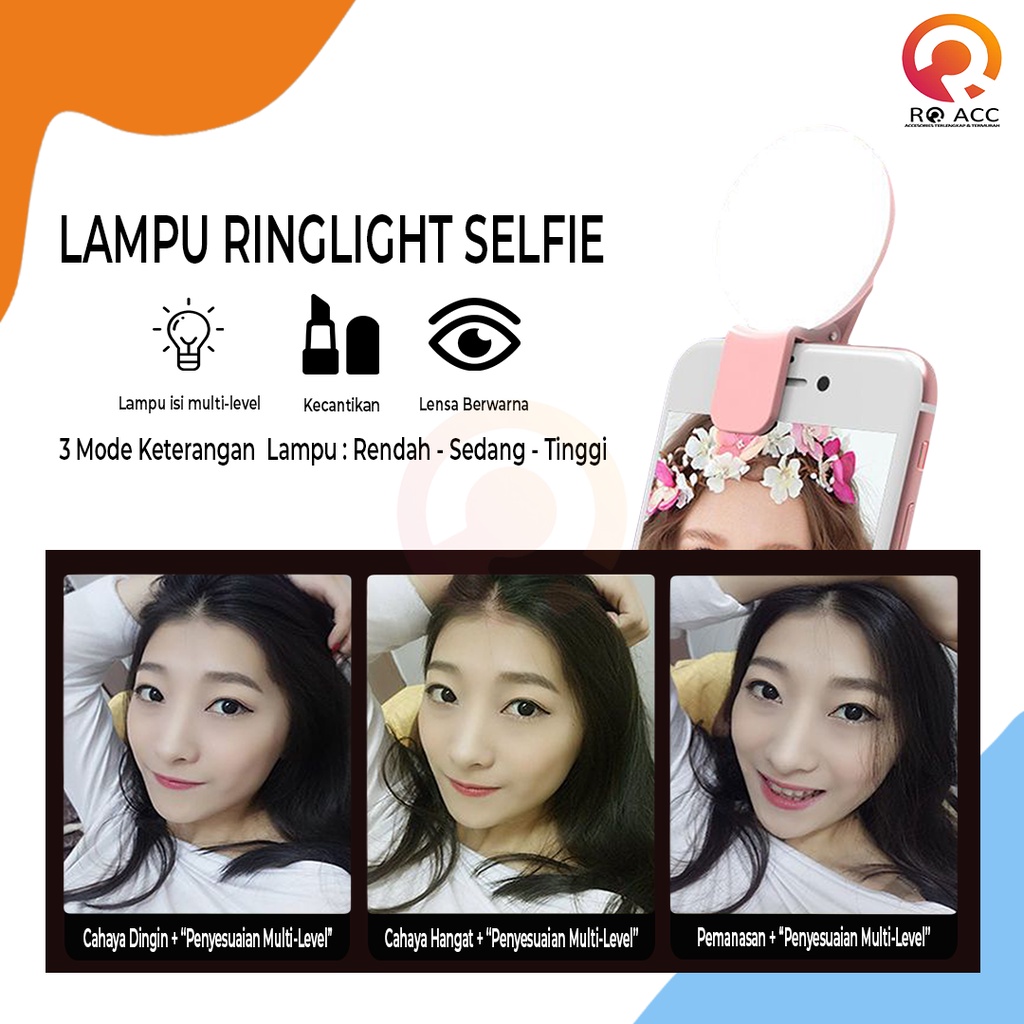 [RO ACC] NVN-SLR01 LAMPU RINGLIGHT SELFIE PORTABLE FLASH LED CLIP UNIVERSAL