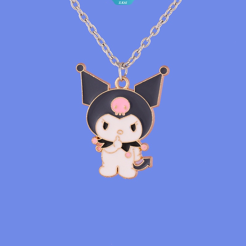 Sanrios Kawaii Kuromi My Melody Devil Alloy Kalung Kartun Liontin Perhiasan Lucu Ornamen Hadiah Gadis Wanita Mainan Ulang Tahun [ZK]