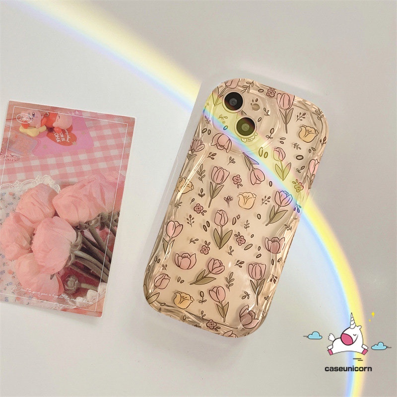 Casing Tepi Melengkung Bergelombang 3D Bunga Untuk Vivo Y36 Y20 Y35 Y16 Y15s Y11 Y22 Y02 Y21 Y12 Y15 Y17 Y33s Y30 Y21s Y12s Y20s Y91C Y20i Y21A Y91 Y15A Y12i Y31 Y51 Y22s Y50 Flowers Soft Cover