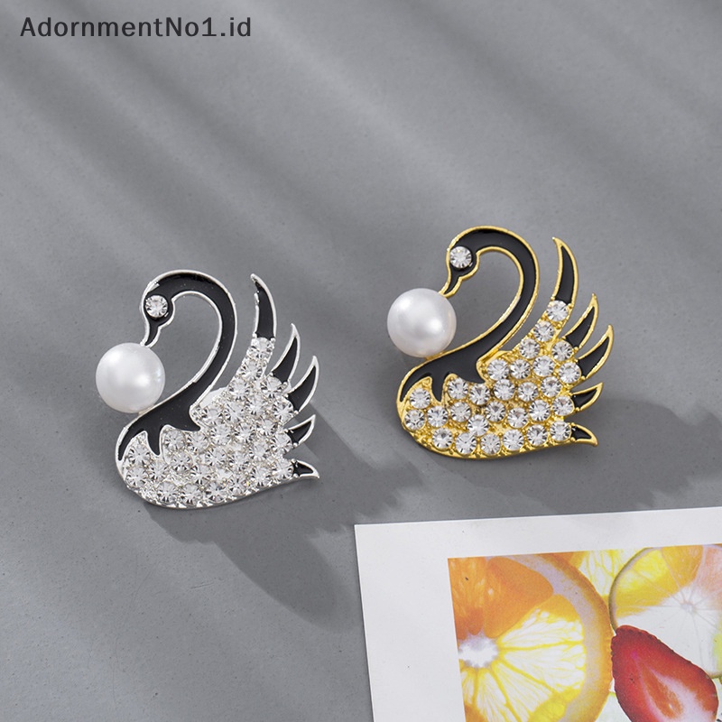 [AdornmentNo1] Fashion Mutiara Swan Bros Pin Untuk Wanita Pakaian Coat Lapel Pin Dekorasi Perhiasan Hadiah [ID]