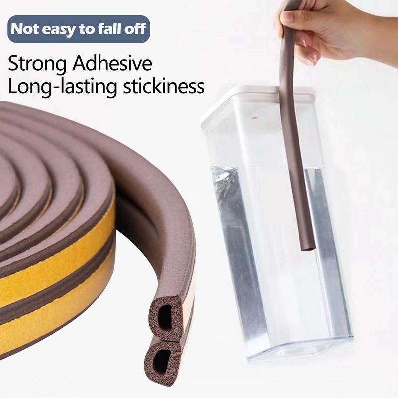 12 M/Roll Cuttable D Type Self Adhesive Sealing Strips Pintu Jendela Tahan Angin Kontrol Serangga Isolasi Tabrak Karet Weatherstrip Windshield Tape
