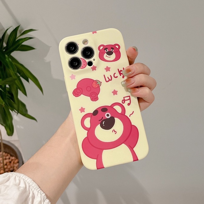 Strawberry Bear Ultra Soft Case IPhone 6S 7 8 Plus SE XR XS Max 11 12 13 14 Pro Max 12 MINI 13 MINI Liquid Silcione Case Cute LOTSO Lucky for Girl Women