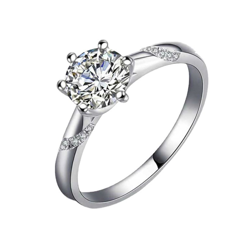 [FRA] Pt950 platinum Disepuh Imitasi grade D Karbon Tinggi moissanite Cincin Berlian Klasik Mikro Bertatahkan Delapan Hati Delapan Panah Dan Enam Cakar Cincin Wanita