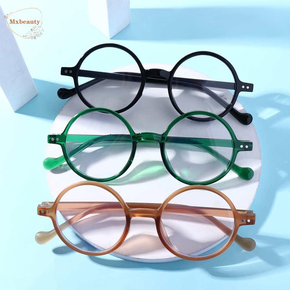 Mxbeauty Kacamata Presbyopic Bulat Fashion Retro Kaca Mata Anti Radiasi Untuk Wanita Anti Blue Light Blocking Eyeglasses Resin Pria Kaca Anti Radiasi Kacamata Baca