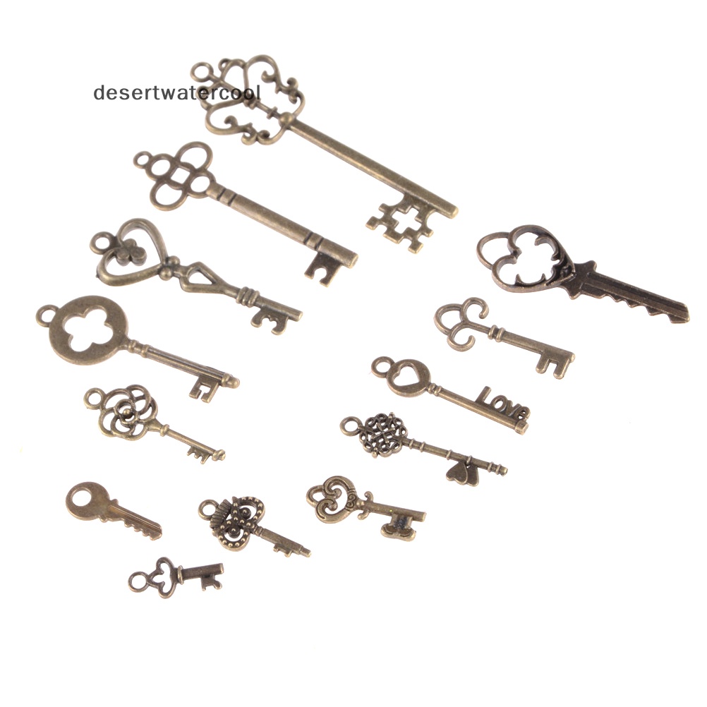 Deid 13pcs Mix Perhiasan Antik Vintage Old Look Skeleton Keys Tone Ch Liontin Martijn