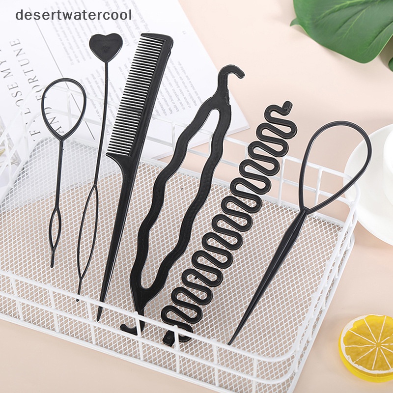 Deid 6pcs/set Alat Mengepang Gaya Rambut Tarik Melalui Rambut Disk Sisir Rambut Martijn