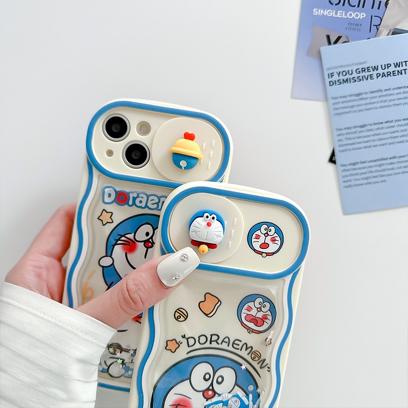 Casing Soft Handphone Doraemon A Dream Cocok Untuk IPhone 14 13 12 11 Pro Max 14Plus Casing Pelindung Pasir Hisap Jendela Sliding Kartun