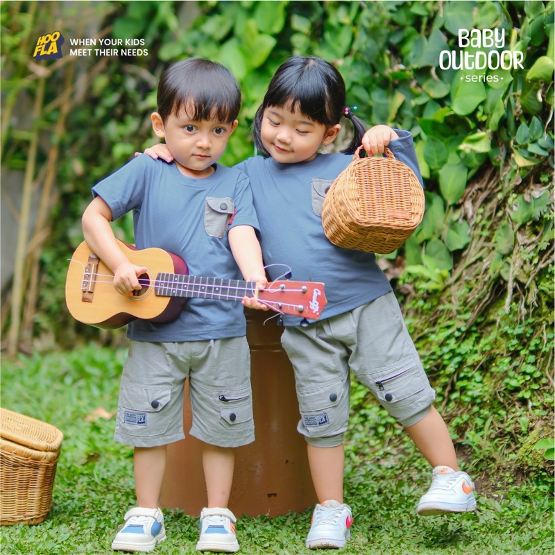 Kaos Setelan Anak Balita Unisex Usia 6 Bulan - 5 Tahun Baby Outdoor Hoofla Baju Anak Unisex 1 Tahun 2 Tahun 4 Tahun 5 Tahun Bahan Cotton Combed 24's