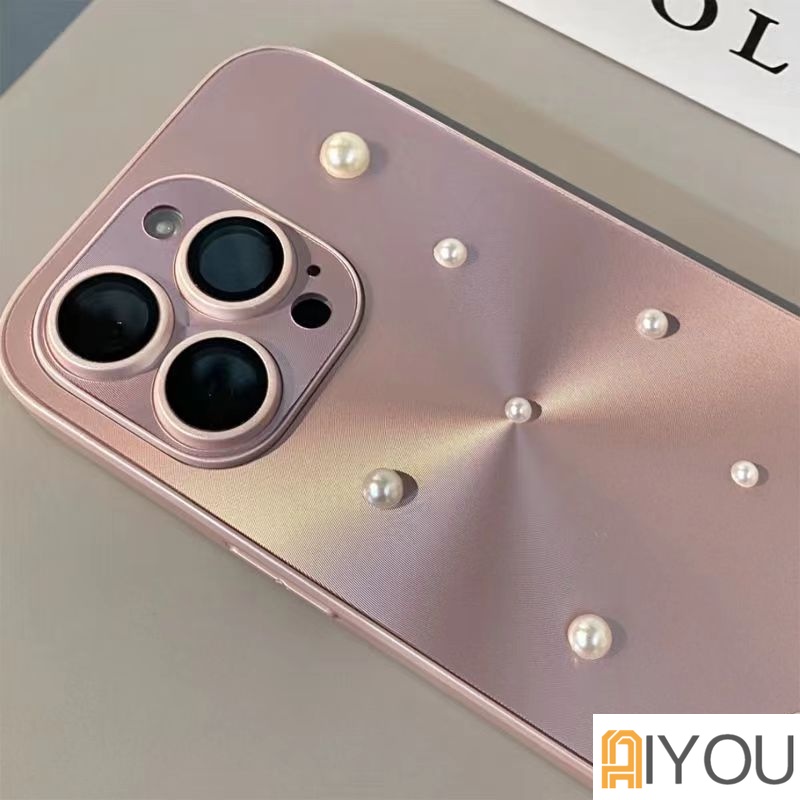Ins Korea Lucu 3D Putih Mutiara Kreatif Telepon Case Untuk iPhone 14 Pro Max Mewah Mempesona CD Garis Persegi Bingkai Silikon Phone Case Untuk Iphone11 12 13 14Plus Penutup Pelindung Lensa