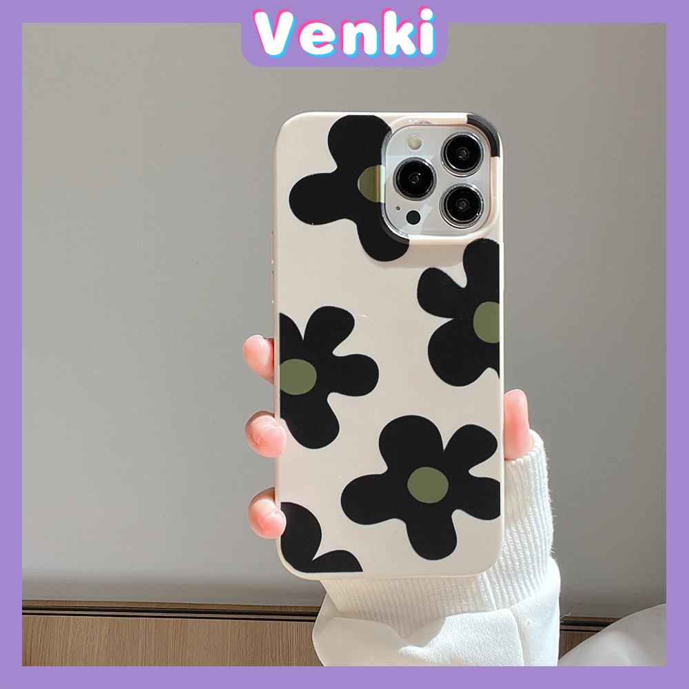 VENKI - Untuk iPhone 11 iPhone Case Off White Glossy TPU Soft Case Shockproof Protection Camera Pump Cute Flower Kompatibel dengan iPhone 14 13 Pro max 12 Pro Max xr xs max 7Plus 8Plus