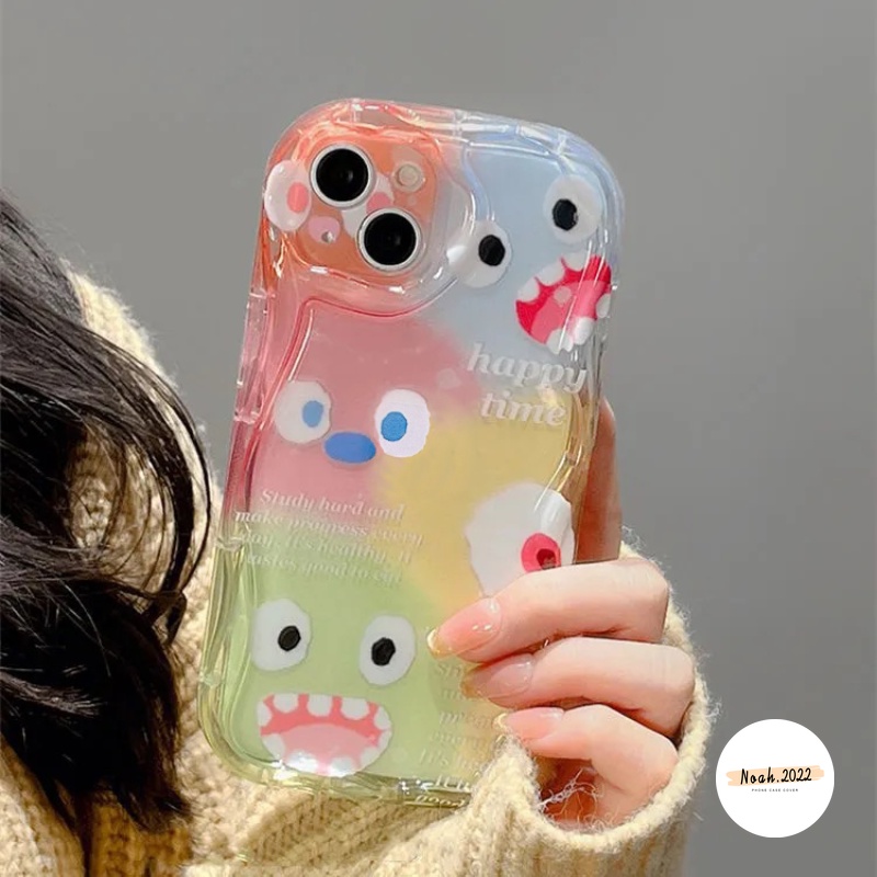 Case Untuk Realme C35 C55 C25 C11 5 7i 5i 5s 6i 9i C25Y C25s C31 C12 C33 C21Y C15 C20 C30 C17 C21 C3 C20A C3 DIY Kartun Monster Lucu Dengan Holder 3D Wavy Curved Edge Soft Cover