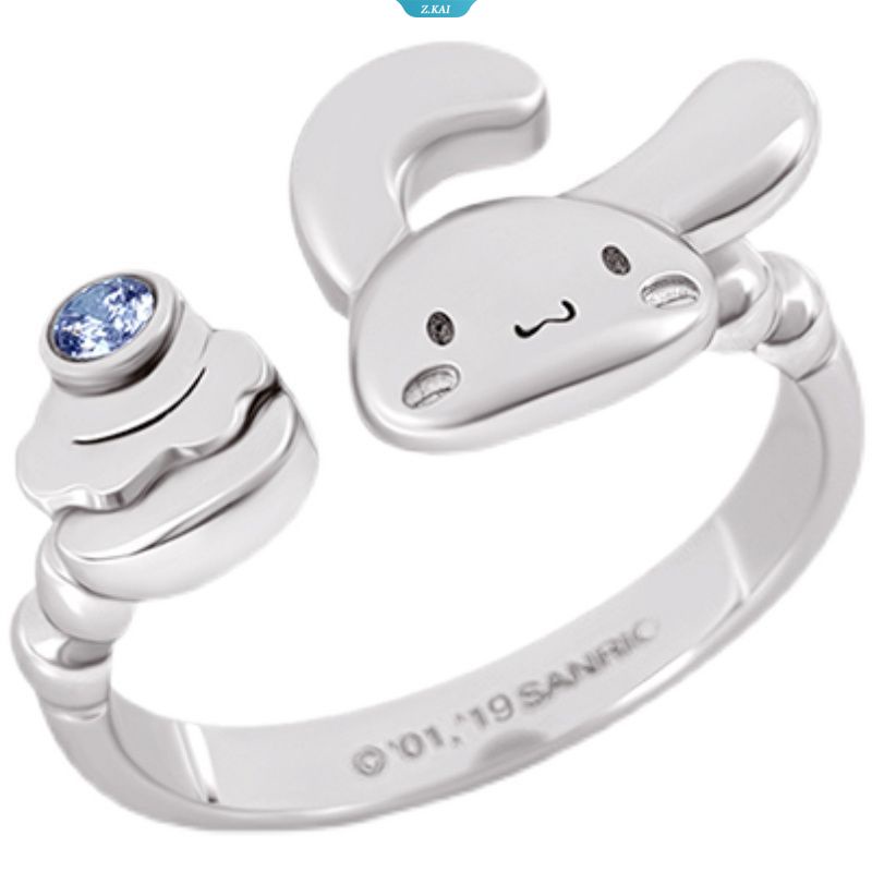 Kawaii Lucu Sanrio Cinnamoroll Dessert Ring Sterling Silver Electroplate Fashion Kepribadian Gadis Hadiah Natal Untuk Pacar [ZK]