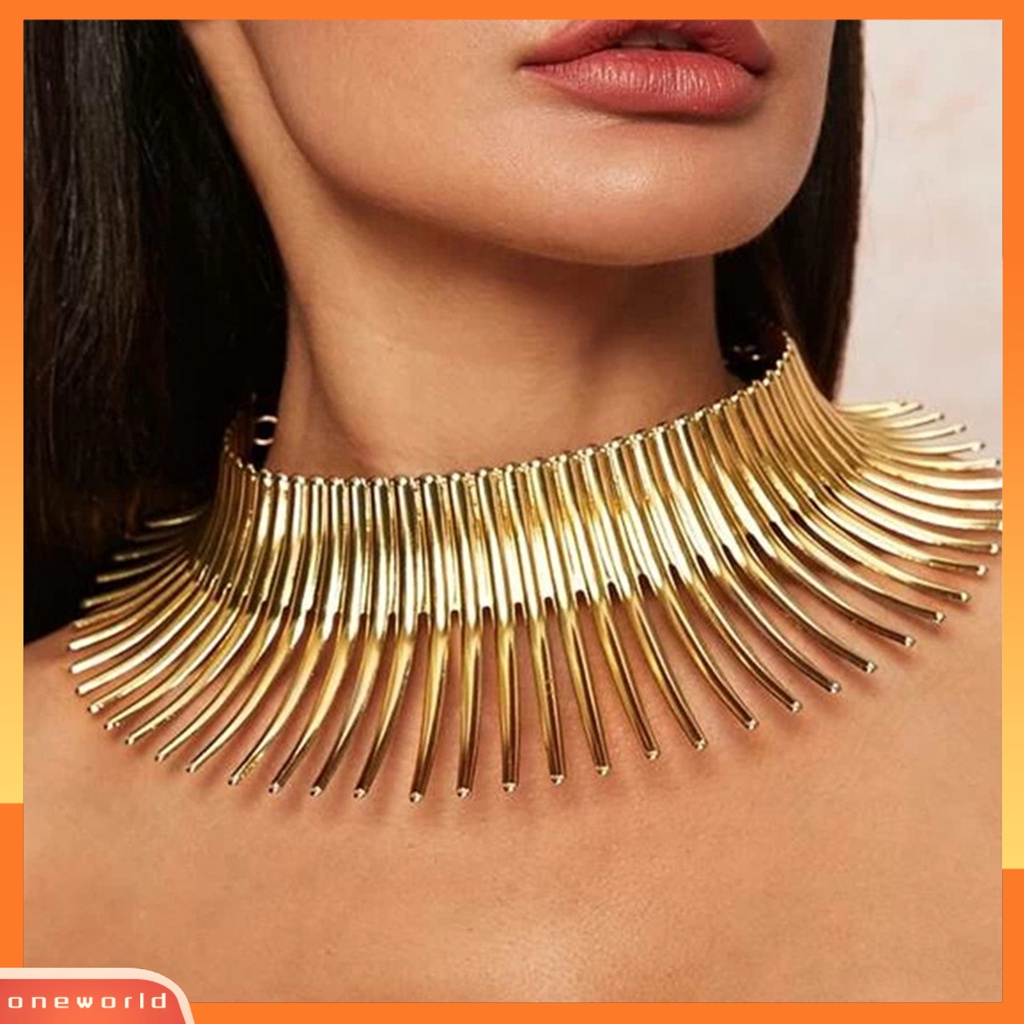 [ONE] Kalung Choker Bentuk Geometri Dekorasi Wanita Semua Cocok Choker Metal Tahan Lama Untuk Pesta Cocktail