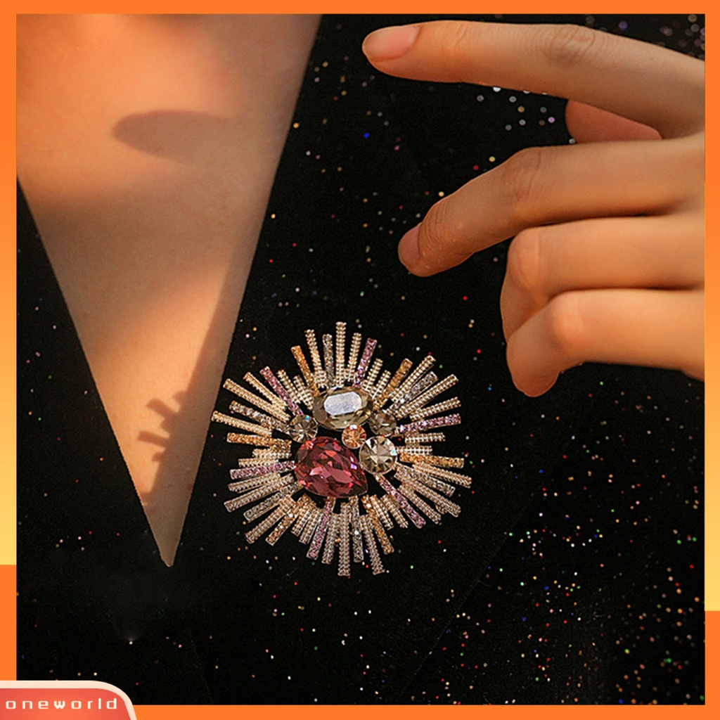 [ONE] Bros Kristal Imitasi Elegan Temperamen Hadiah Besar Berlian Imitasi Wanita Bisnis Jas Kerah Pin Fashion Perhiasan