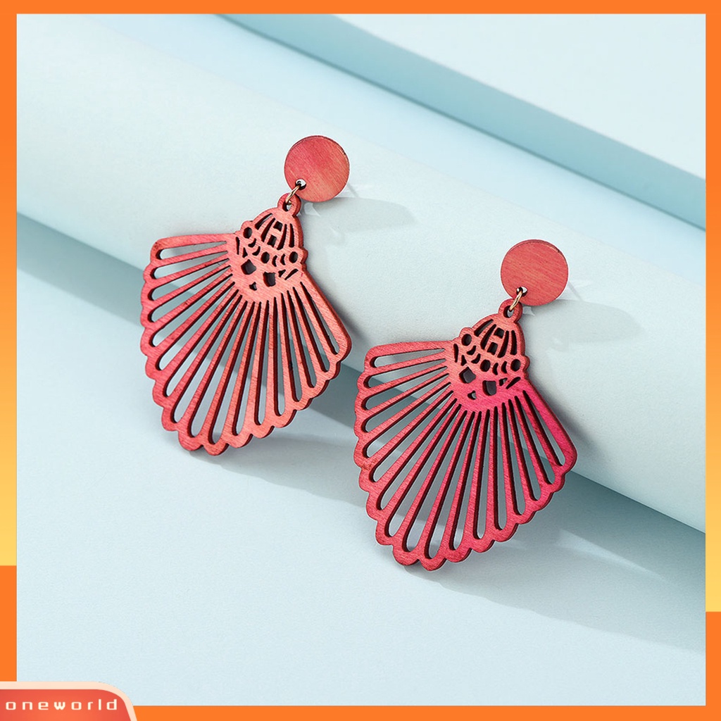 [ONE] 1pasang Anting Menjuntai Retro Geometris Berongga Diukir Permukaan Halus Buatan Tangan Hias Colorfast Tanpa Sakit Memakai Tindik Stud Earrings Perhiasan Aksesori