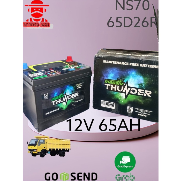 Aki mobil massiv Thunder ns70 kijang dyna panther colt diesel 12v 65ah