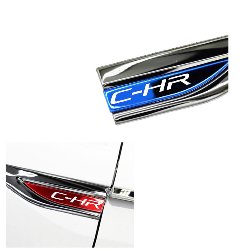 1set Stiker Logo Samping Fender Pintu Mobil Stainless Steel (Kiri Kanan) Untuk Aksesoris Toyota CHR CH-R