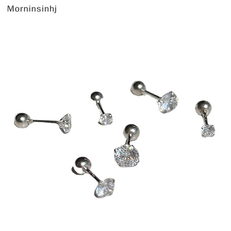 Mornin 1pasang 3/4/5mm Crystal Zircon Ear Studs Earrings Untuk Wanita Stainless steel Tulang Rawan Helix Telinga Tulang Kuku Telinga Perhiasan Hadiah id