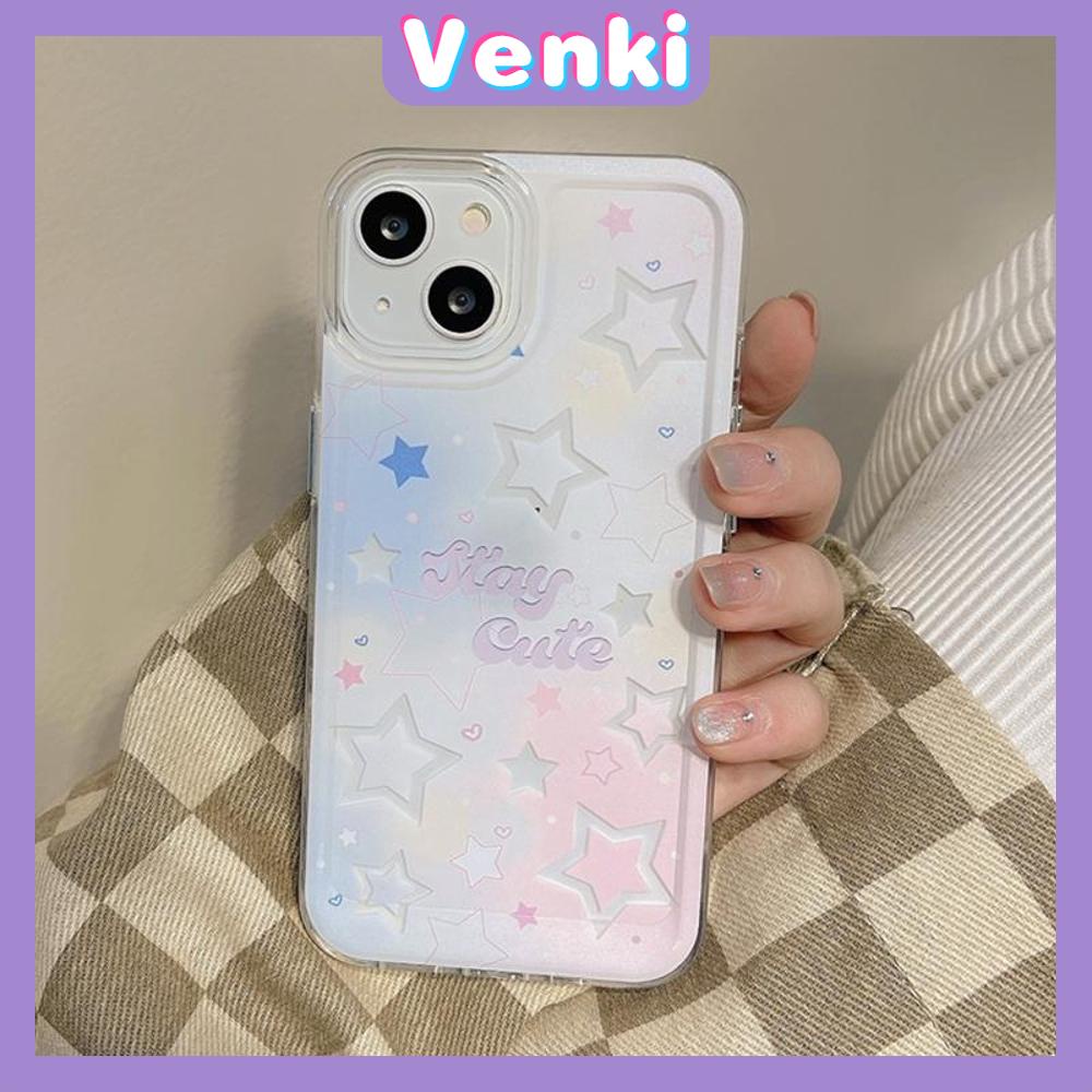 VENKI - Untuk iPhone 11 iPhone Case Bening Lubang Besar Space Case TPU Soft Case Shockproof Protection Camera Cute Butterfly Star Kompatibel dengan iPhone 14 13 Pro max 12 Pro Max xr xs 7 8