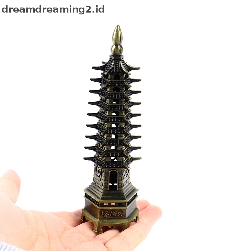 (drea) Menara Pendidikan Feng Shui Sembilan Tingkat Ornamen Desktop Pagoda Wen Chang //