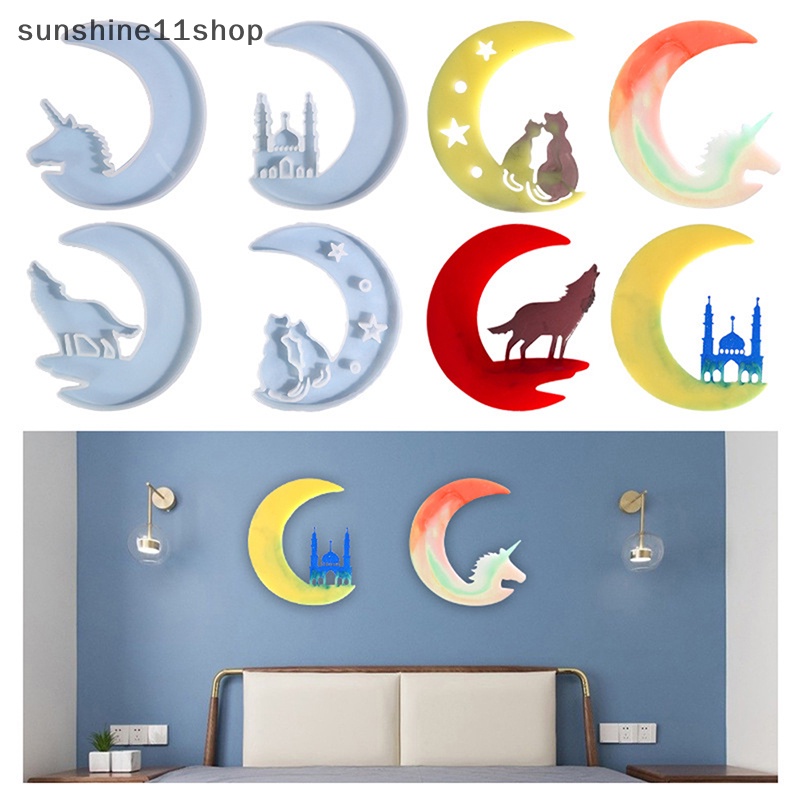 Sho Ornamen Bulan Cetakan Resin Epoxy DIY Hiasan Dinding Desktop Ornaments Silicone Mold N