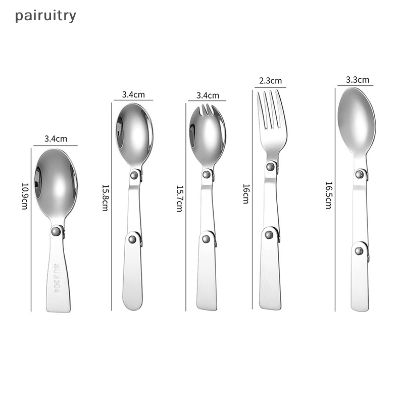 Prt304sendok Solder Stainless Steel Peralatan Makan Kreatif Luar Ruangan Portabel Tiga Lipat Sendok Garpu Travel PRT