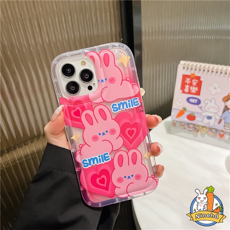 Redmi 12C A1 A1+10C 10A 10 9 9A 9C 9T Note11 11s 10 10s 9 9s Pro Xiaomi 11 Lite Poco X3 Pro Cute Heart Love Rabbit Phone Case Bening Shockproof Airbag Menebal Lembut Silikon Case