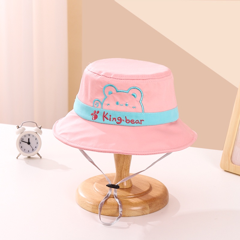 Topi Bucket Anak Karakter King Bear Bucket Anak laki laki Perempuan Usia 2-10 Tahunan