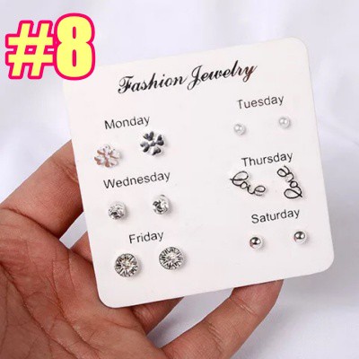 Anting Tusuk 6 in 1 Fashion Wanita Korea Aksesoris Murah