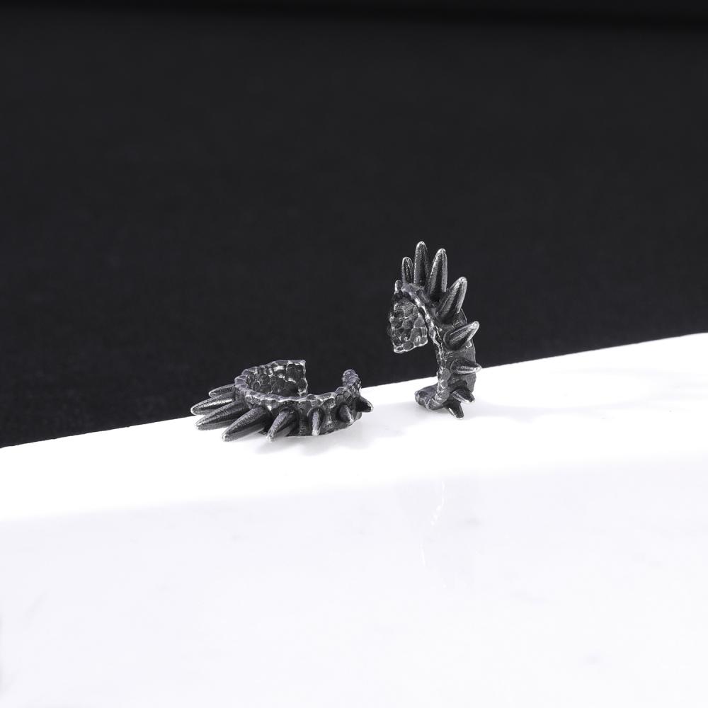1-2 Pcs Punk Stainless Steel Klip Anting Ular Rubah Telinga Klip Non Tindik Sayap Tulang Rawan Anting-Anting Gothic Spike Telinga Manset