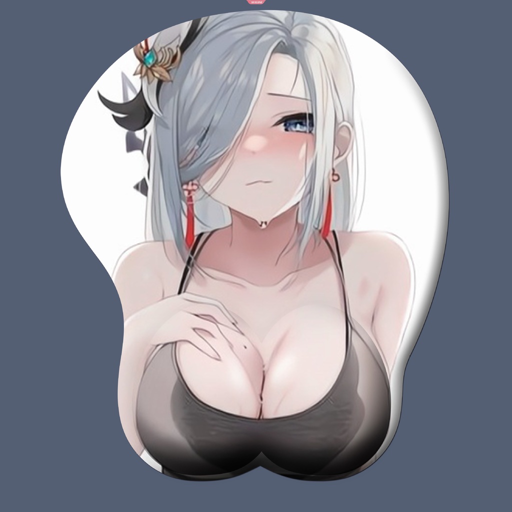 Genshin Hutao Shenhe YeLan Eula 3D Silicone MousePad Genshin Impact Penopang Pergelangan Tangan Mouse Pad Anime Sexy Oppai Wrist Rest MousePad [ZXL]