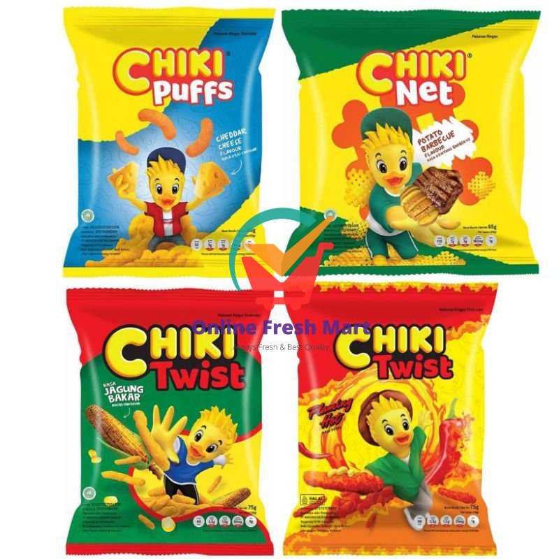 

CHIKI Baru Twist Jagung Bakar flaming hot dan puffs cheese net bbq