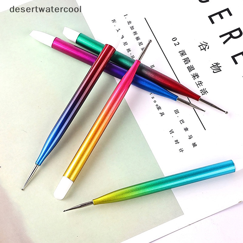 Deid 5Pcs Dual Ended Dotg Pen Rhinestone Picker Lilin Pensil Nail Art Alat Manicure Martijn