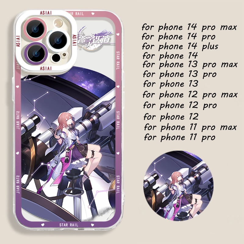 IPHONE Honkai Star Rail Himeko Phone Case Kompatibel Untuk Iphone14 11 13 12 Pro Max XS XR X8 7 6S Plus Mini Lembut Asta Maret 7th Casing Transparan TPU Silikon Shockproof Cover