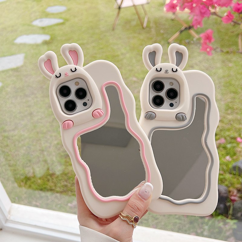 Stereoscopic Cartoon Rabbit Bunny Silicone Soft Case for IPhone 6S 7 8 Plus X XR Max iPhone 11 12 13 14 Pro Max Cute TPU Phone CASE Cute Pretty Girl's Fashion