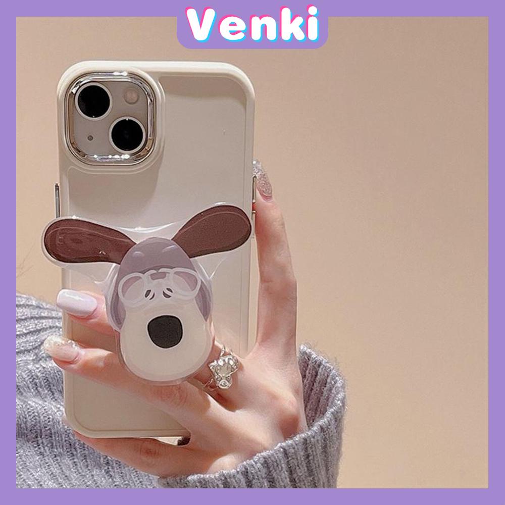 VENKI - Untuk iPhone 14 Pro Max iPhone Case Grip Stand Kartun Folding Stand Tebal Matte Plating Case Soft Case merah Muda Kompatibel dengan iPhone 13 Pro max 12 Pro Max 11 xr xs max 7 8PLus