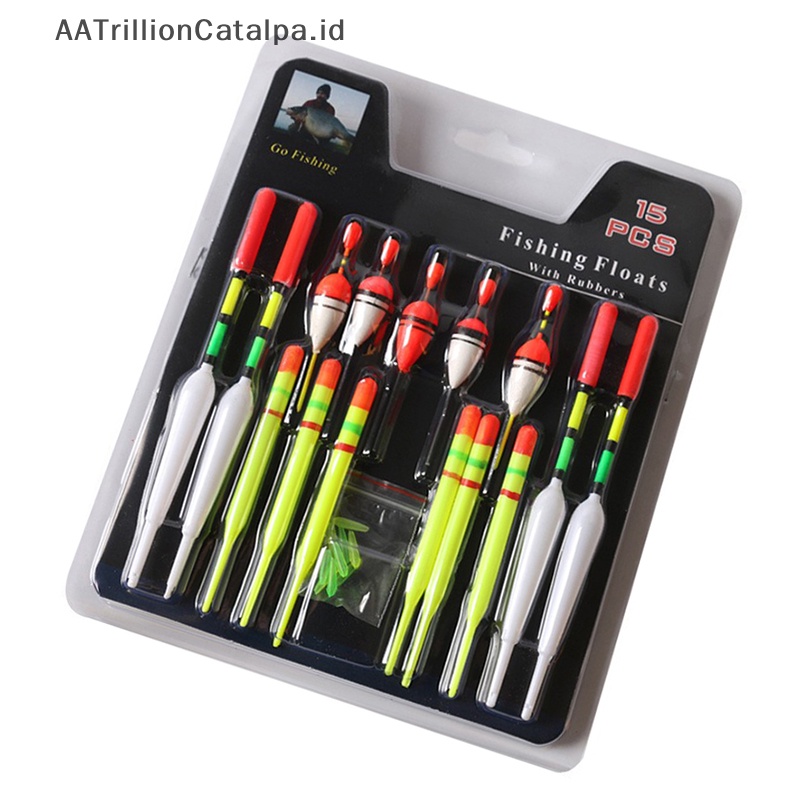 Aatrillioncatalpa 1set (15Pcs) Pelampung Vertikal Pelampung Pancing Laut Aneka Ukuran Untuk Terbanyak Type ID