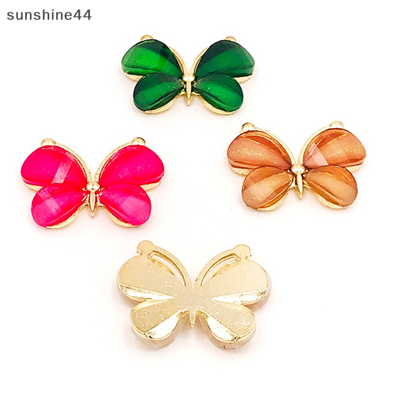 Sunshine 10pcs Kerajinan resin Metal Butterfly flatback Scrapbooking Untuk Telepon Dekorasi Pernikahan ID