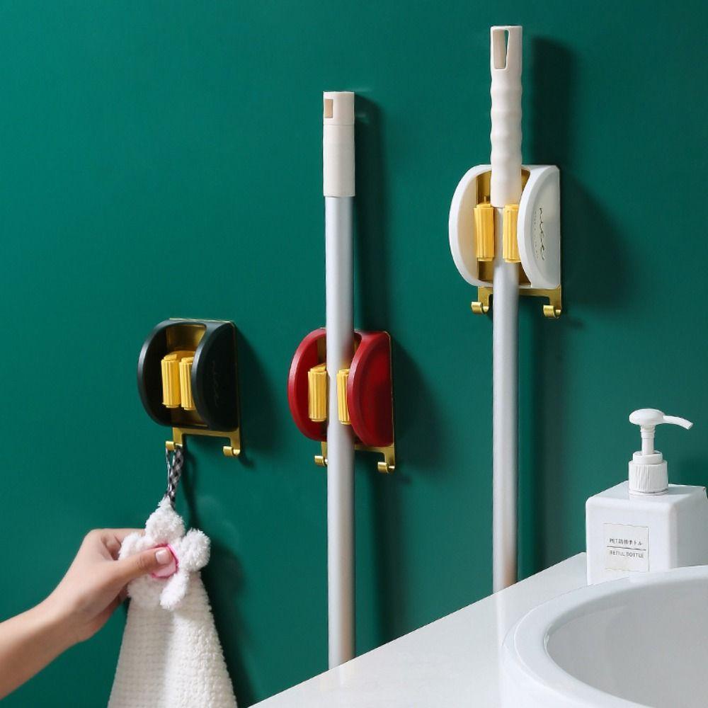 Jeromy Mop Hook 1Pcs Gantungan Tempel Dinding Multifungsi Free Punching Mop Organizer Mop Holder