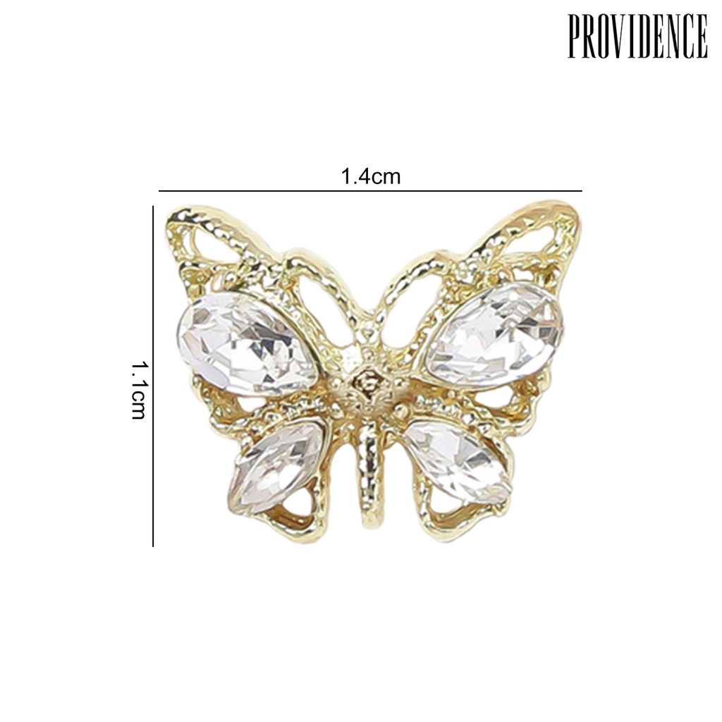 Providence 20 Pcs Butterfly Nail Charms Shining Rhinestones Inlay Faux Crystal 3D Charms DIY Manicure Aksesoris Nail Art Perhiasan Ponsel Case Dekorasi Perlengkapan Kuku