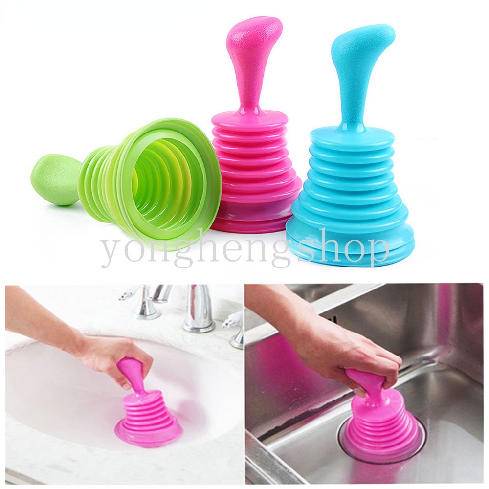 Alat Pengerukan Pipa Saluran Wastafel Ampuh Suction Cup Plug Bathtub Toilet Plungers Kitchen Sink Drain Pipe Cleaning Tool Bathroom Supply Candy Color