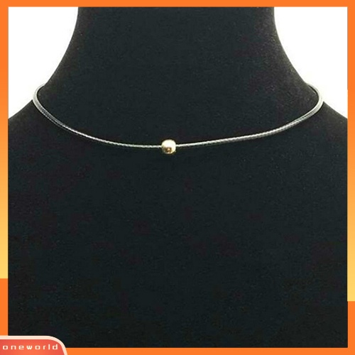 [WOD] Wanita All-Match Perhiasan Faux Kulit Rantai Manik-Manik Bulat Kerah Choker Kalung