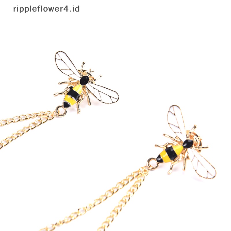 {rippleflower4.id} Cute Bee Vintage Bros Pin Alloy Metal Chain Brooch Broches Man Suit Pin~