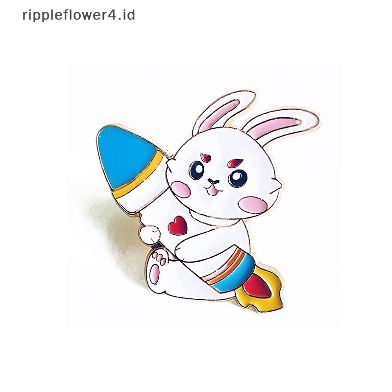 {rippleflower4.id} Tahun Baru Kelinci Paduan Pin Kelinci Bros Kartun Kelinci Pakaian Kerah Pin Lucu Bentuk Hewan Bros Kerah Badge Tas Kartun Perhiasan Aksesoris~