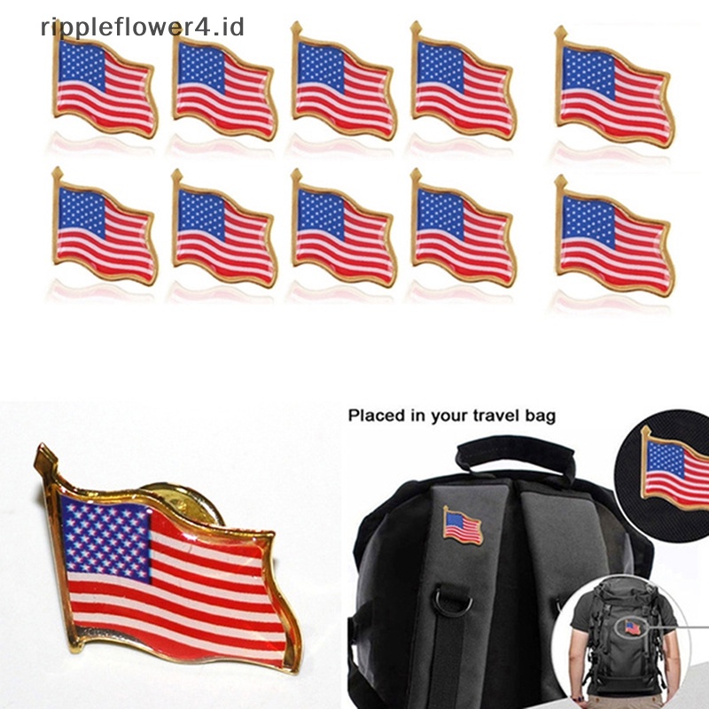 {rippleflower4.id} Bendera Amerika Lapel Melambai Pin Bangga USA Tie Tack Badge Bag Bros Dekorasi Hadiah~