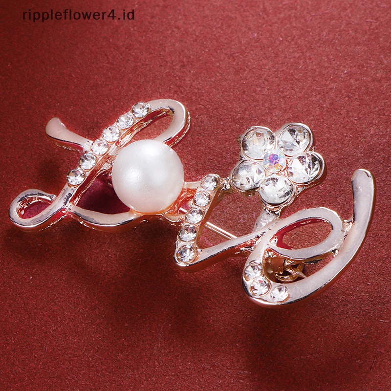 {rippleflower4.id} Bros Cinta Berlian Imitasi Untuk Wanita Surat Pesta Kantor Bros Pin Aksesoris Perhiasan Lucu Valene Hadiah Hari~
