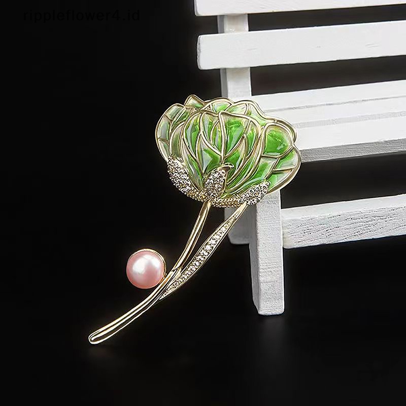 {rippleflower4.id} Bunga Bros Pin Perhiasan Cahaya Busana Pakaian Dekorasi Niche High-end Mutiara Bunga Korsase Syal Gesper Aksesoris~